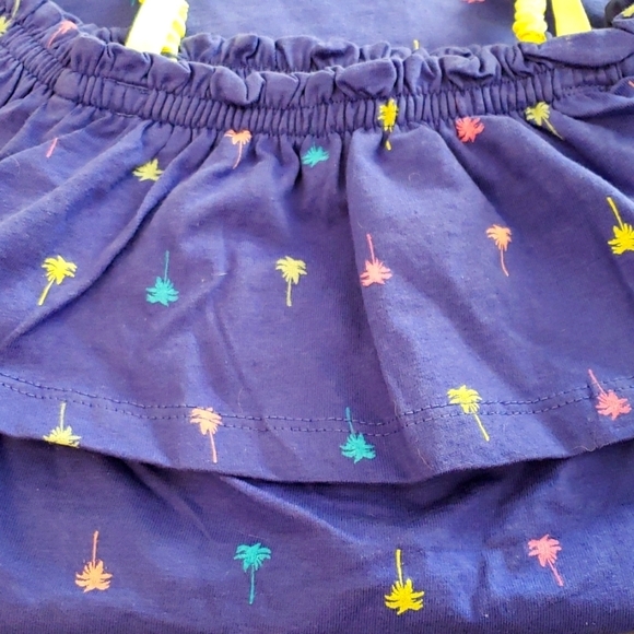 Nautica Girls' Blue Ruffle Top Neon Palm Tree Print Cold Shoulder Dress Size 5 - Picture 5 of 7